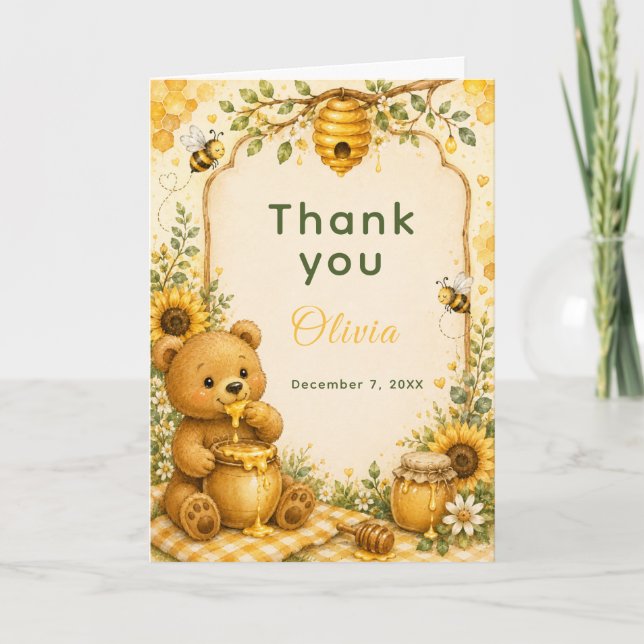 Carte De Remerciements Fête d'anniversaire douce comme du miel (Devant)