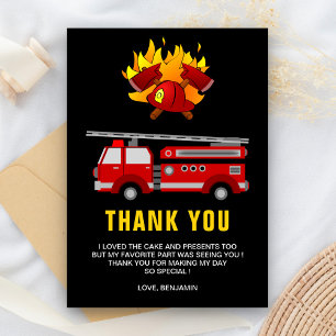 Carte De Remerciements Fête d'anniversaire du camion d'incendie