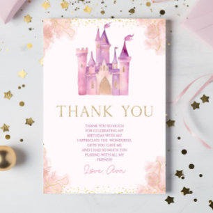 Carte De Remerciements Fête d'anniversaire du château de la princesse roy