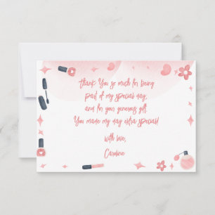 Carte De Remerciements Fête d'anniversaire du spa de beauté glitz et glam