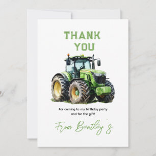Carte De Remerciements Fête d'anniversaire du tracteur 1 an Ferme amusant
