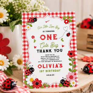 Carte De Remerciements Fête d'anniversaire d'une coccinelle florale Bug m