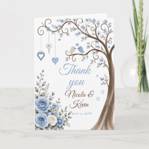 Carte De Remerciements Fête d'anniversaire Dusty Blue Blossom