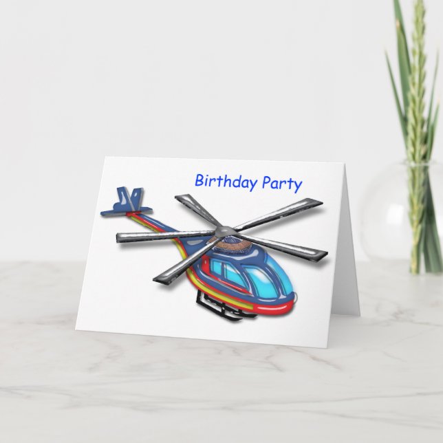 Carte De Remerciements Fête d'anniversaire en hélicoptère volant haut (Devant)