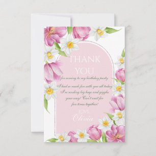 Carte De Remerciements Fête d'anniversaire enfantine fleurs colorées de p