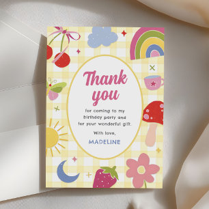 Carte De Remerciements Fête d'anniversaire fantaisiste dessinée à la main