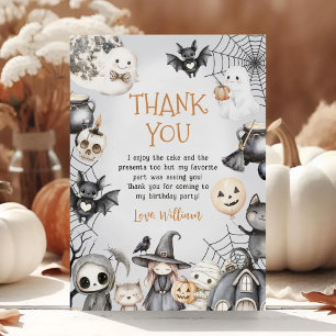 Carte De Remerciements Fête d'anniversaire fantôme mignon Spooktacular Ha