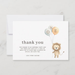 Carte De Remerciements Fête d'anniversaire Minimaliste Lion Mignon 3 Ball