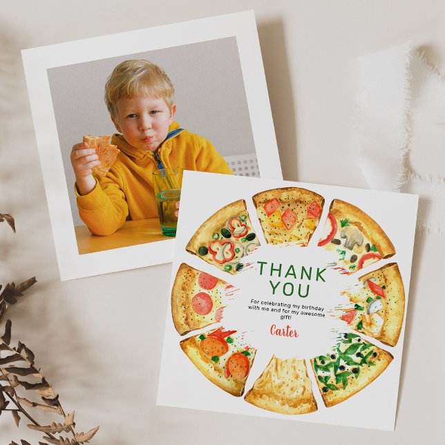 Carte De Remerciements Fête d'anniversaire moderne photo pizza (Créateur téléchargé)
