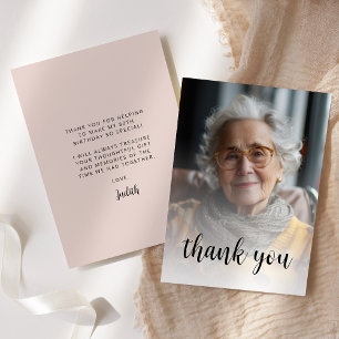 Carte De Remerciements Fête d'anniversaire personnalisée avec photo Rose