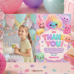 Carte De Remerciements Fête d'anniversaire photo Squishy Arc-en-ciel Pail