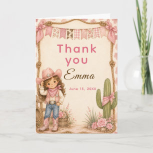 Carte De Remerciements Fête d'anniversaire Pink Cowgirl Hoedown