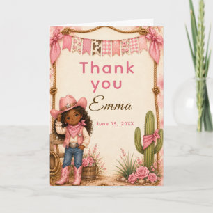 Carte De Remerciements Fête d'anniversaire Pink Cowgirl Hoedown