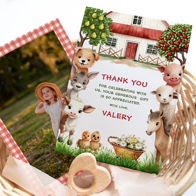 Carte De Remerciements Fête d'anniversaire pour enfants Animaux de ferme  (Créateur téléchargé)