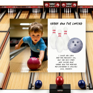 Carte De Remerciements Fête d'anniversaire pour enfants au bowling