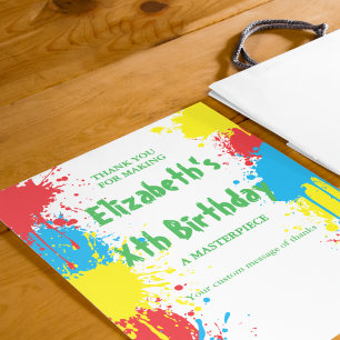 Carte De Remerciements Fête d'anniversaire pour enfants avec peinture