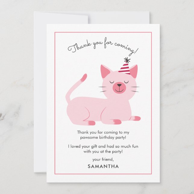 Carte De Remerciements Fête d'anniversaire pour enfants Chats Mignons (Devant)
