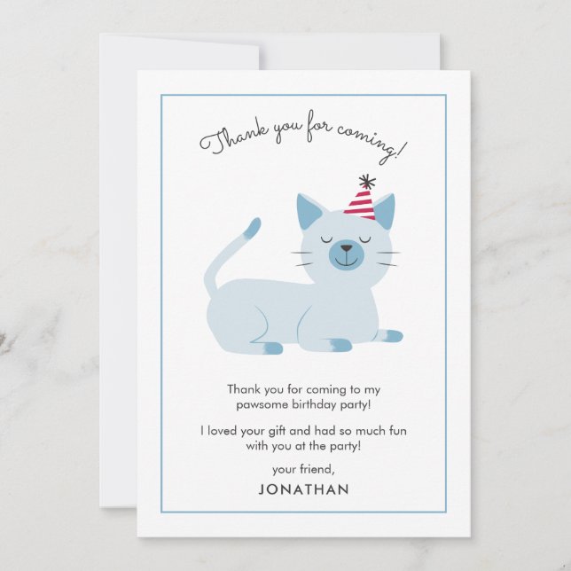Carte De Remerciements Fête d'anniversaire pour enfants de chats Mignon (Devant)