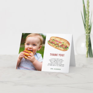 Carte De Remerciements Fête d'anniversaire premier anniversaire Hot Dog a