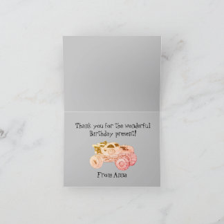 Carte De Remerciements Fête d'anniversaire Rallye Monster Truck Smile