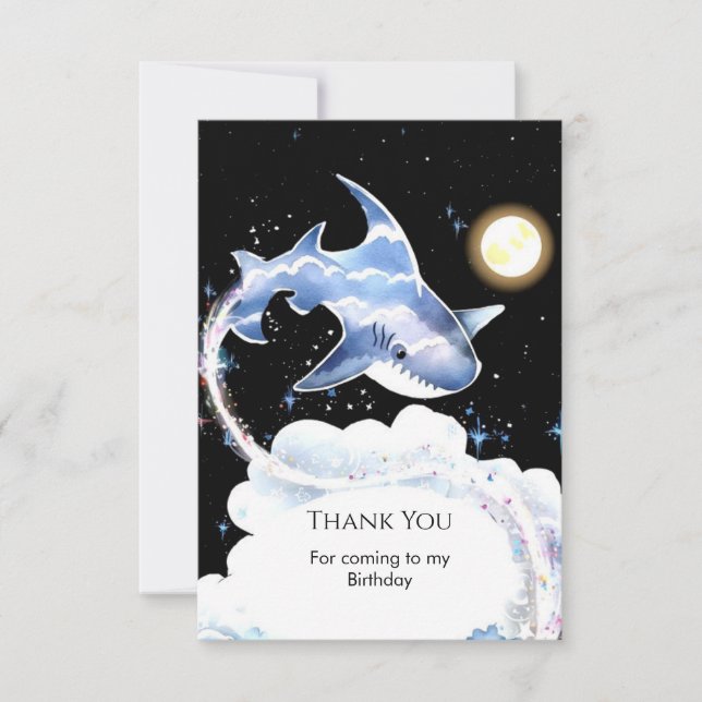 Carte De Remerciements Fête d'anniversaire requin sous-marin amusante sur (Devant)