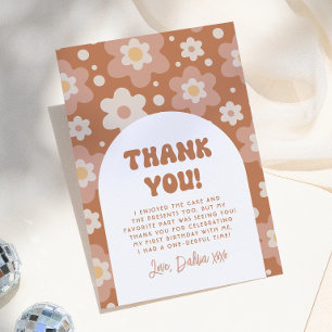 Carte De Remerciements Fête d'anniversaire rétro bohème Groovy One Daisy