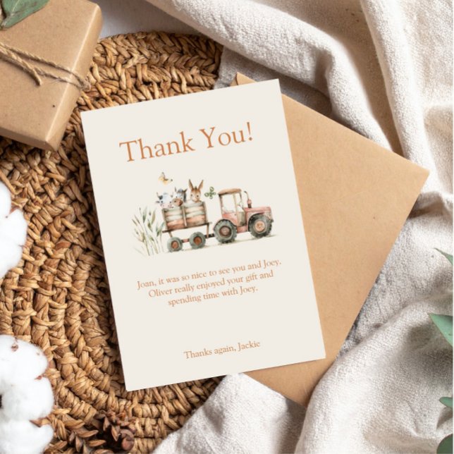 Carte De Remerciements Fête d'anniversaire sur le thème de la ferme pour  (Créateur téléchargé)