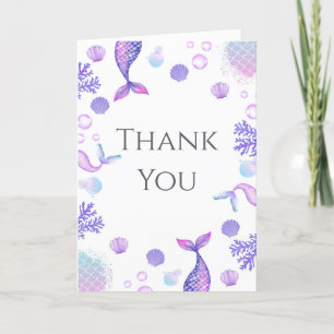 Carte De Remerciements Fête d'anniversaire sur le thème de la Sirène Viol