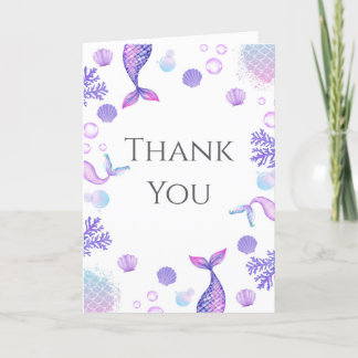 Carte De Remerciements Fête d'anniversaire sur le thème de la Sirène Viol