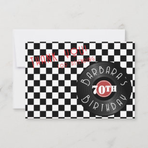 Carte De Remerciements Fête d'anniversaire sur le thème Rock N Roll avec