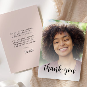 Carte De Remerciements Fête d'anniversaire sur mesure Photo Rose Pâle 30