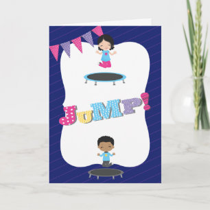 Carte De Remerciements Fête d'anniversaire trampoline bleu royal