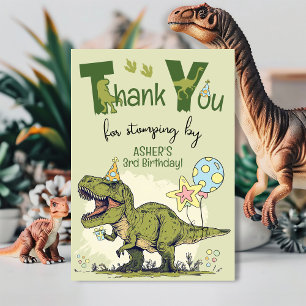 Carte De Remerciements Fête d'anniversaire Trois-Rex dinosaure T-Rex mign