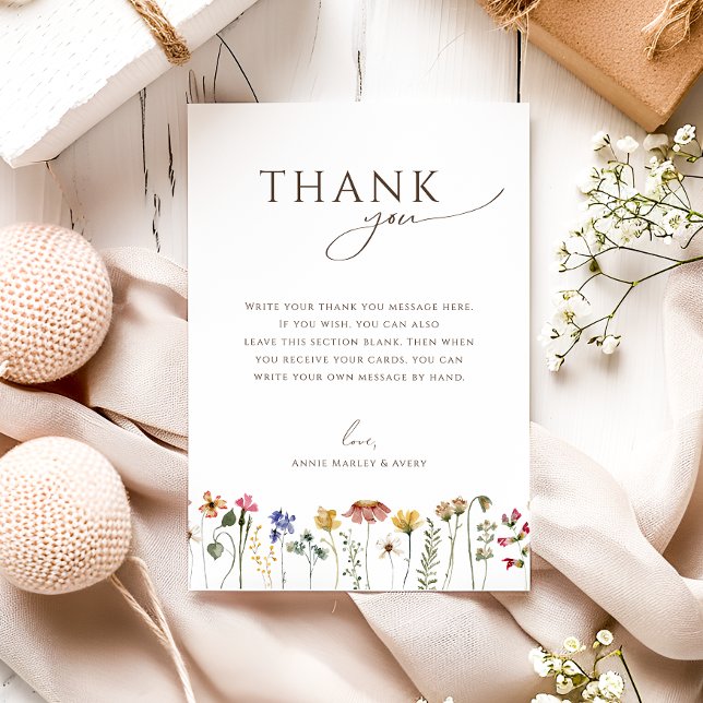 Carte De Remerciements Fête d'anniversaire verticale de plaine de fleurs  (Créateur téléchargé)