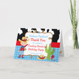Carte De Remerciements Fête d'anniversaire Western Cowboy Blond