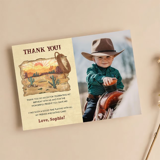 Carte De Remerciements Fête d'anniversaire Wild West Cowboy (Créateur téléchargé)
