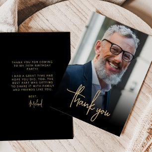 Carte De Remerciements Fête de 70 ans personnalisée avec photo et écritur
