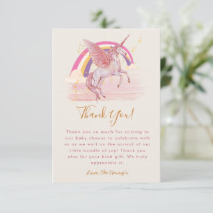 Carte De Remerciements Fête de Baby Shower Licorne Magique