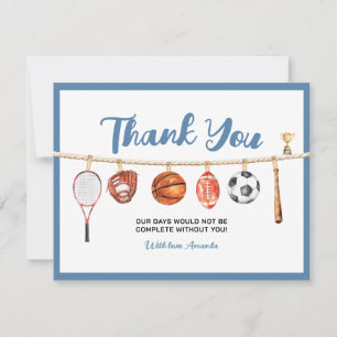 Carte De Remerciements Fête de Baby Shower sur le thème de Sport Boy Ball