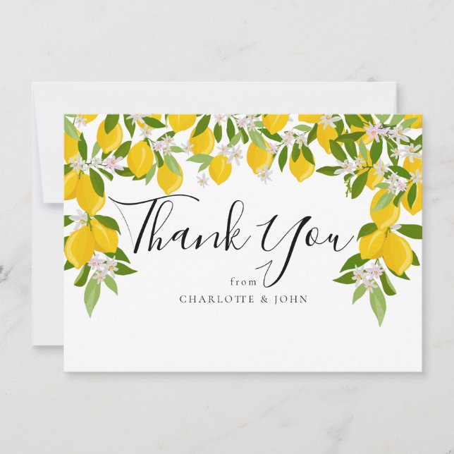 Carte De Remerciements Fête de bébé à la verdure de citron (Devant)