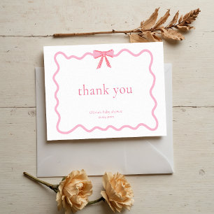 Carte De Remerciements Fête de bébé à l'arc rose pâle Charm