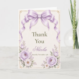 Carte De Remerciements Fête de Bébé Arc-en-Ciel Floral Lavande