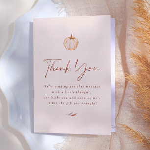 Carte De Remerciements Fête de bébé automnale florale aquarelle citrouill