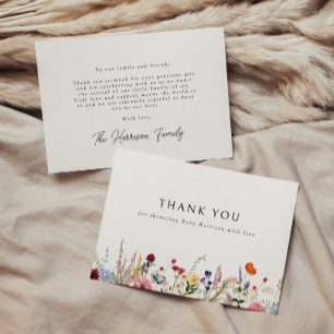 Carte De Remerciements Fête de Bébé aux Fleurs Sauvages Colorées