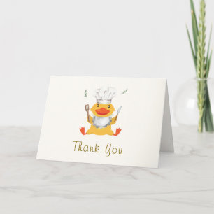 Carte De Remerciements Fête de Bébé Caneton Chef Mignon et Fantaisiste
