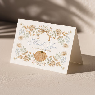 Carte De Remerciements Fête de bébé citrouille de cottage d'automne