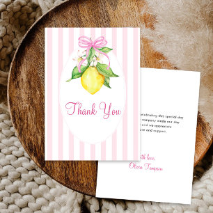 Carte De Remerciements Fête de bébé Coquette Pink Lemons