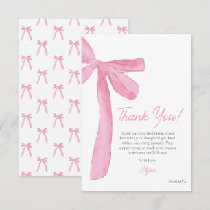 Carte De Remerciements Fête de bébé Coquette rose féminine dessinée à la