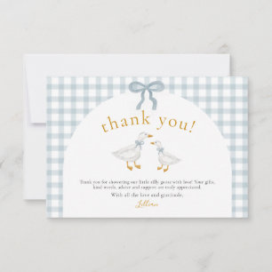 Carte De Remerciements Fête de bébé Cottagecore Silly Goose Bleu à Carrea