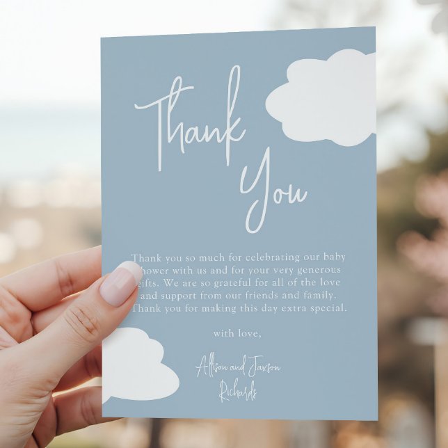 Carte De Remerciements Fête de bébé de genre neutre Cloud Nine (Créateur téléchargé)